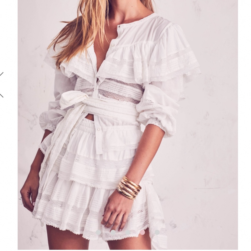 LoveShackFancy Antique Ruffle Mini Skirt and Top
